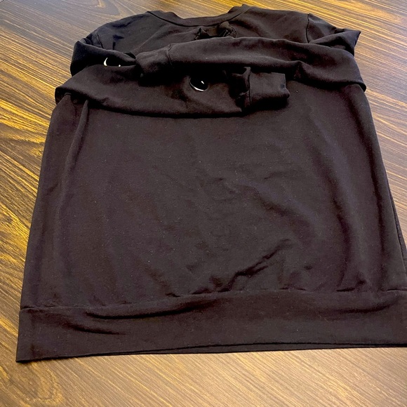 Black sweatshirt with silver loops and black ribbon down the sides. - Picture 3 of 3